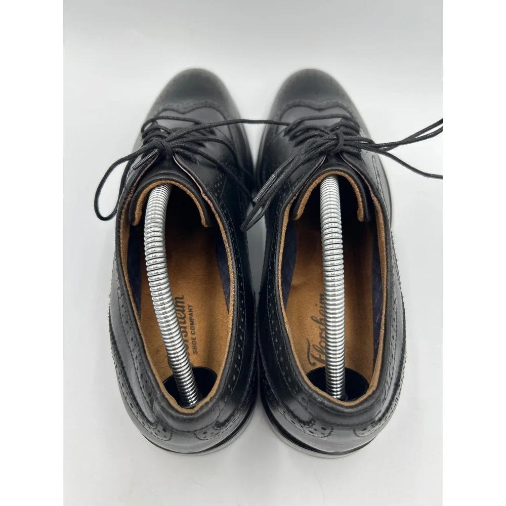 Florsheim Montinaro Black Leather Wingtip Oxford Dress Shoes Mens Size 9.5M